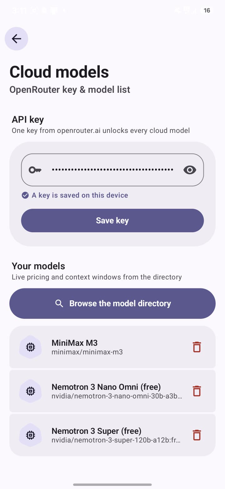 Your OpenRouter models and the model directory