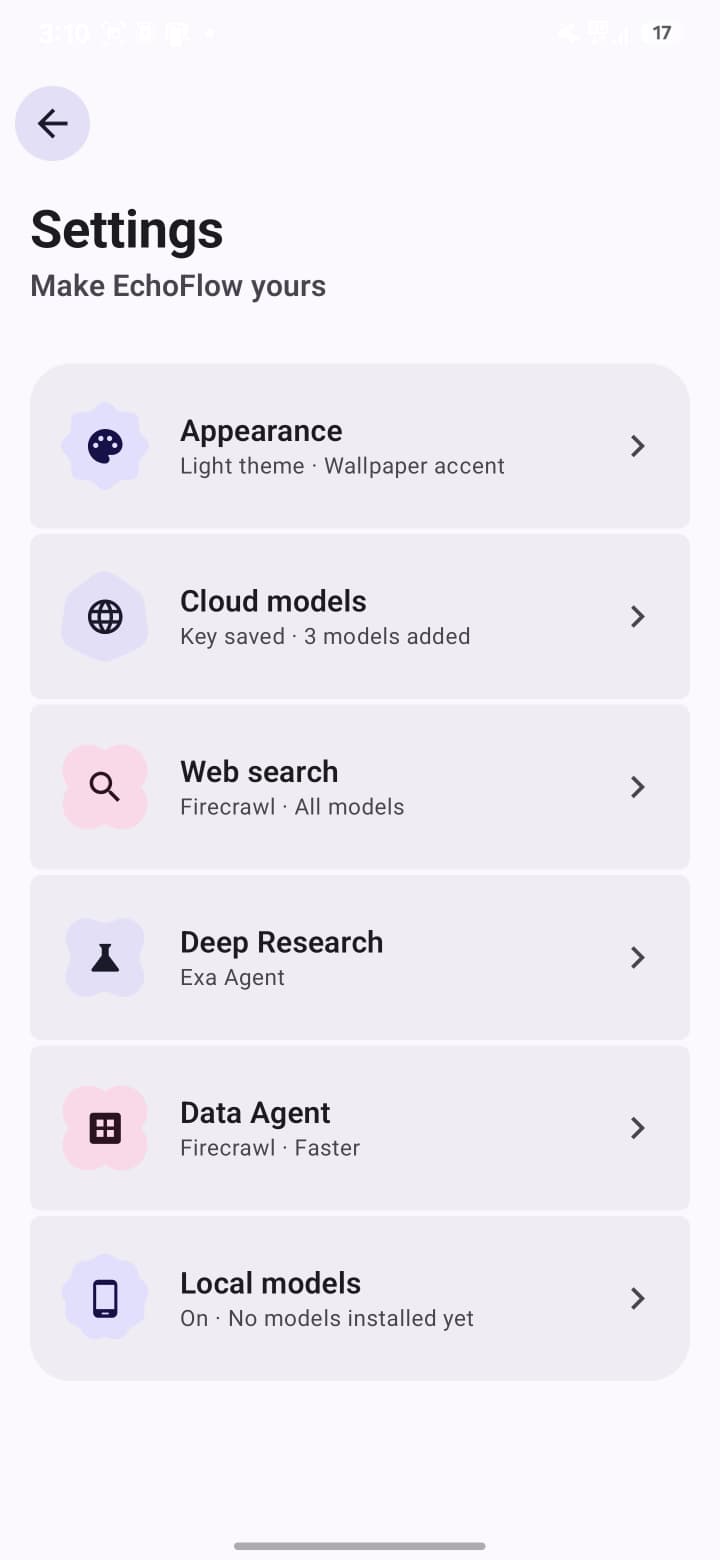 EchoFlow custom endpoint configuration on Android