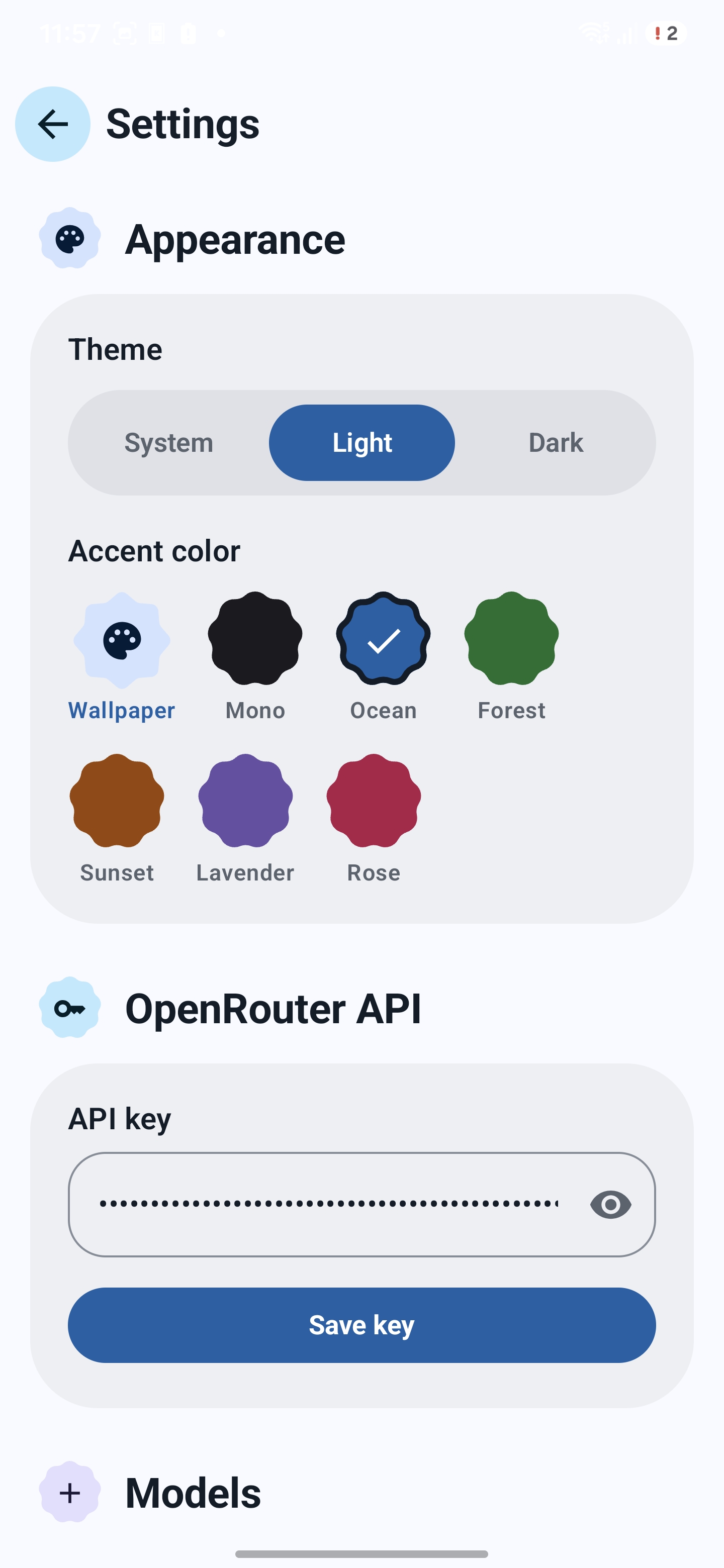 Appearance pick theme + accent