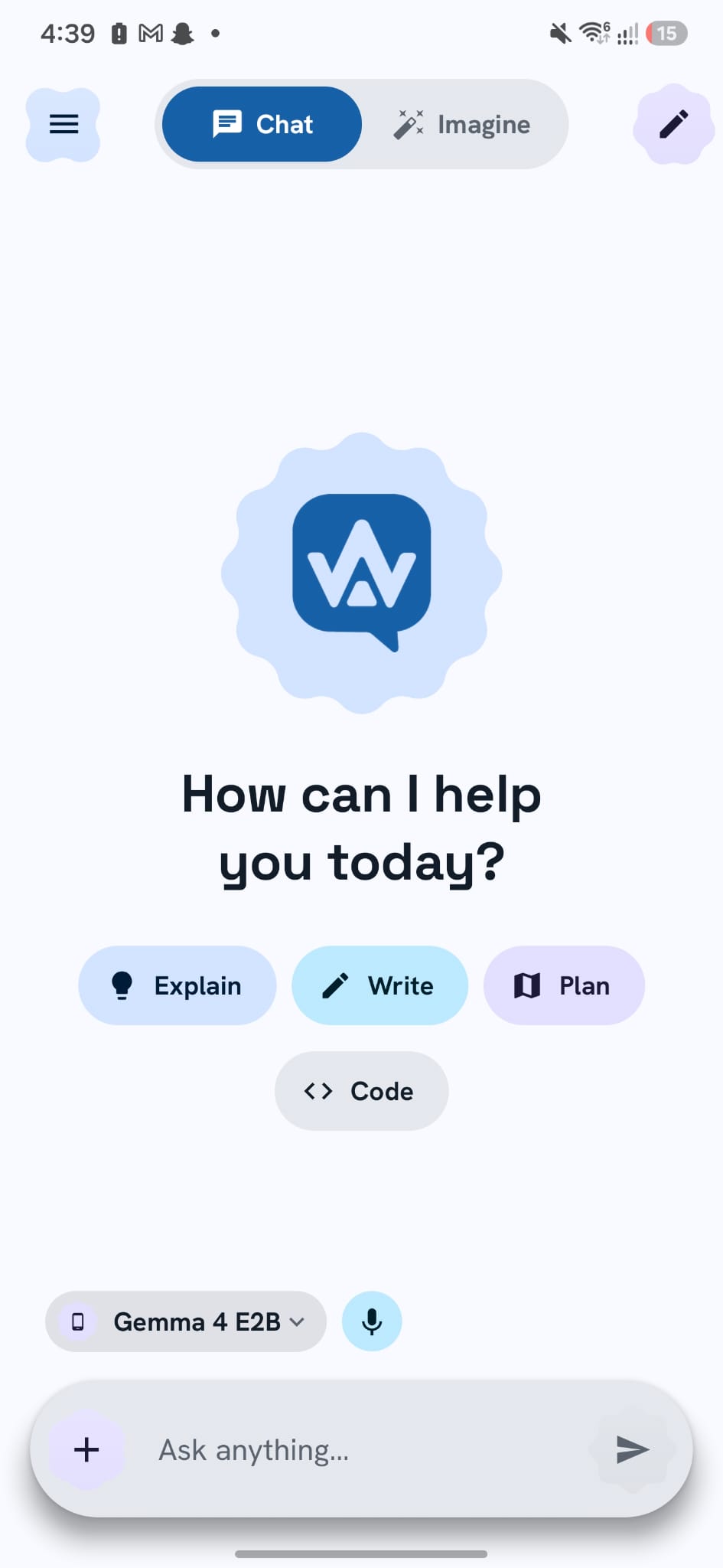 EchoFlow chat running a local model fully on-device